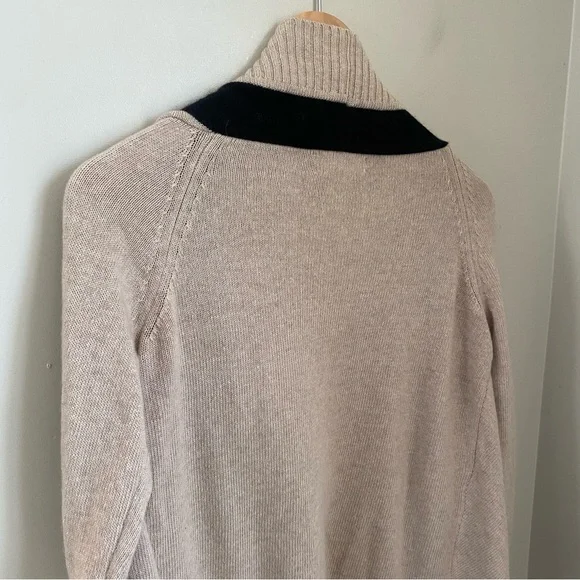 Banana Republic Open Front Cardigan Sweater Cream Black Small Merino Wool Blend - Picture 7 of 11